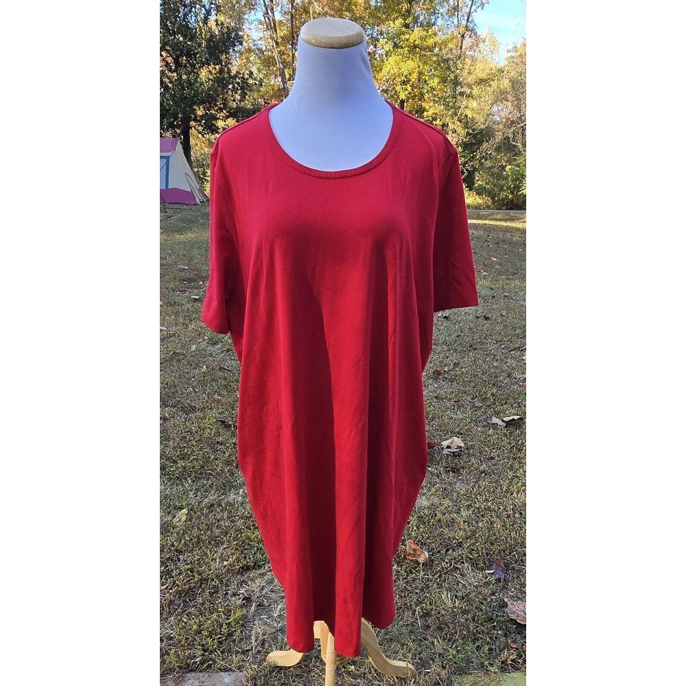 Universal Standard Womens L (3x) Halie T-Shirt Dress Red Pockets Short Sleeves